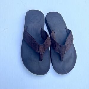 American Eagle Outfitters Women’s Thick Strap Logo Brown Sandals Sz 8